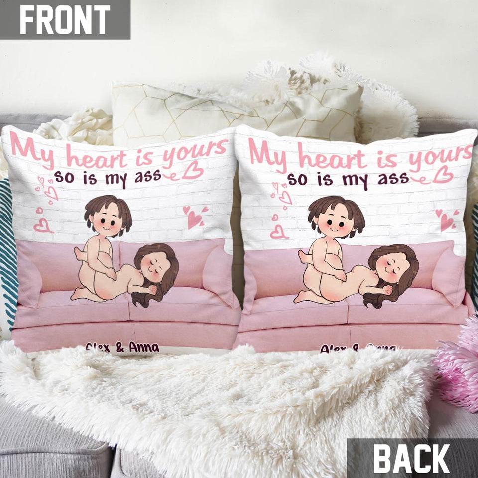 My Heart Is Yours - Personalized Couple Throw Pillow