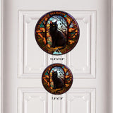 Black Cat - Personalized Black Cat Round Wood Sign
