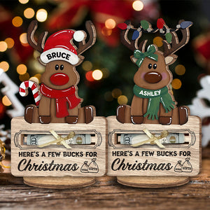 Here's A Few Bucks For Christmas - Personalized Family Freestanding Wood Plaque