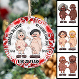 Congrats On Being My Favorite Candy Cane - Personalized Husband And Wife Ceramic Circle Ornament
