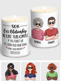 Our Relationship Is Like This - Personalized Son Candle With Wooden Lid