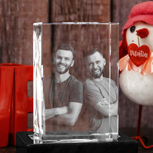 Custom Photo - Personalized grandson Laser Engraving 3D Cuboid Shaped Crystal Lamp