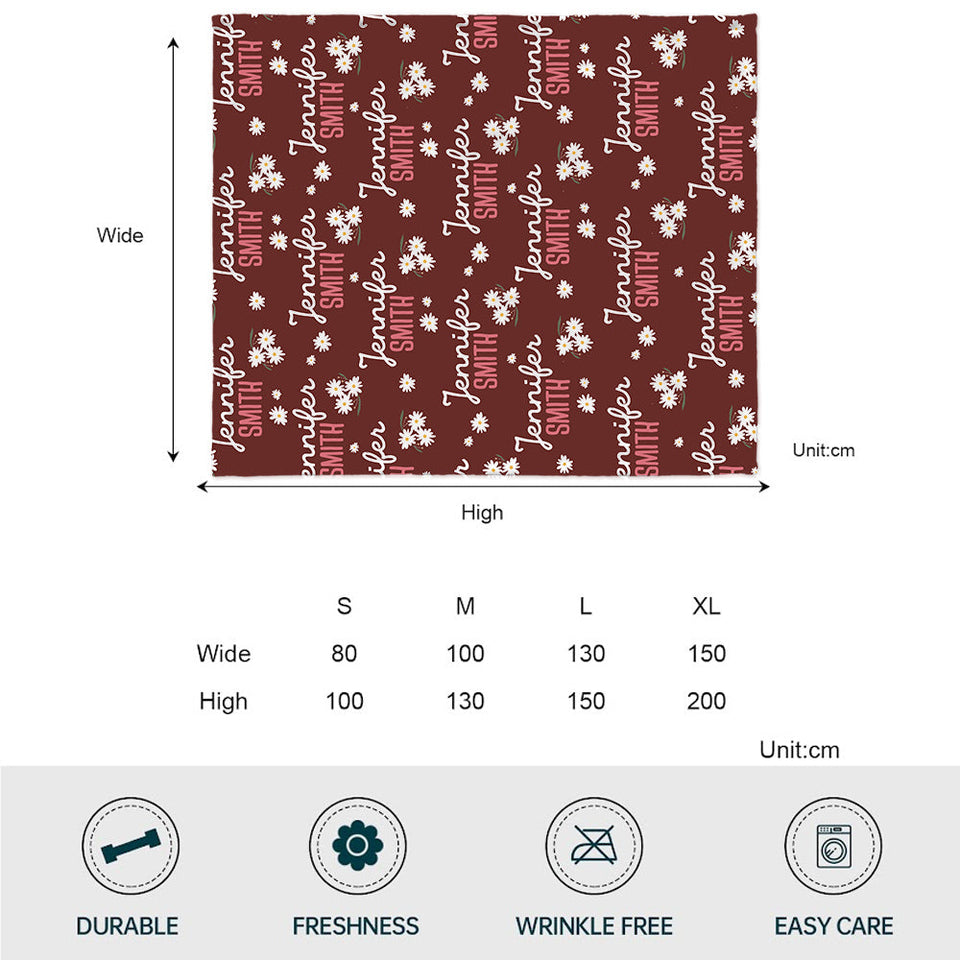 Daisy Custom Name - Personalized Sibling Blanket