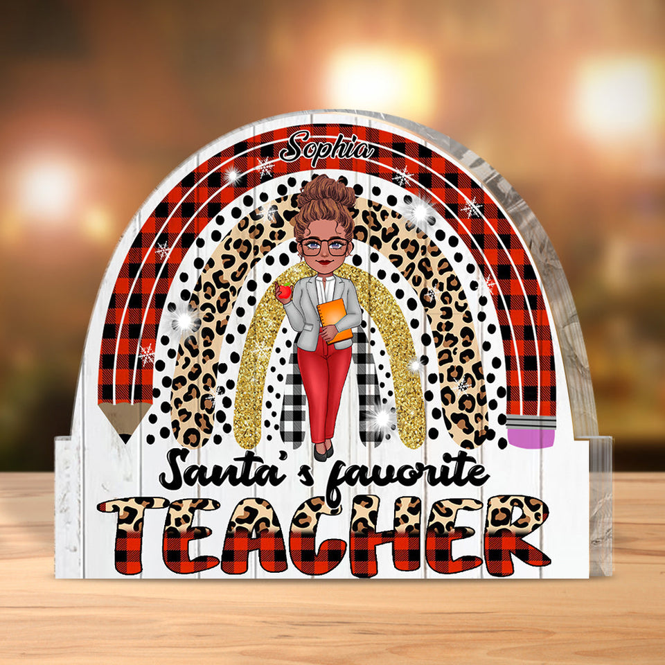 Santa's Favorite Teacher - Personalized Teacher Custom Shaped Acrylic Plaque