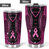 Gobelet anti-cancer du sein à imprimé pailleté « En novembre, on porte du rose » (réf. 0622)