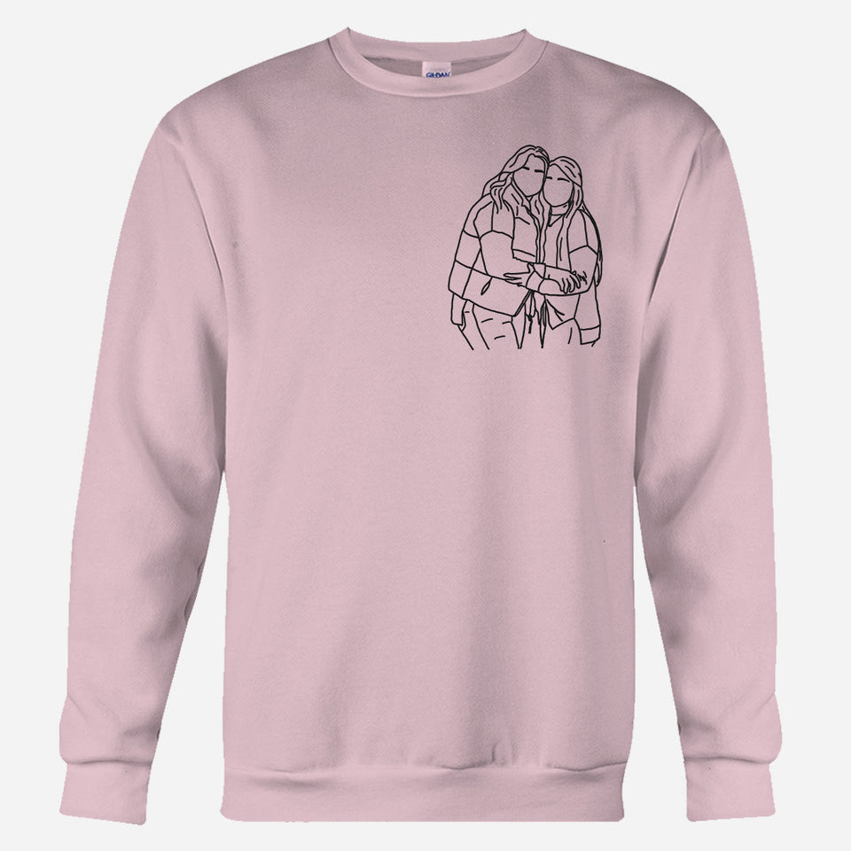 Custom Line Art - Personalized Sibling Embroidered Sweater