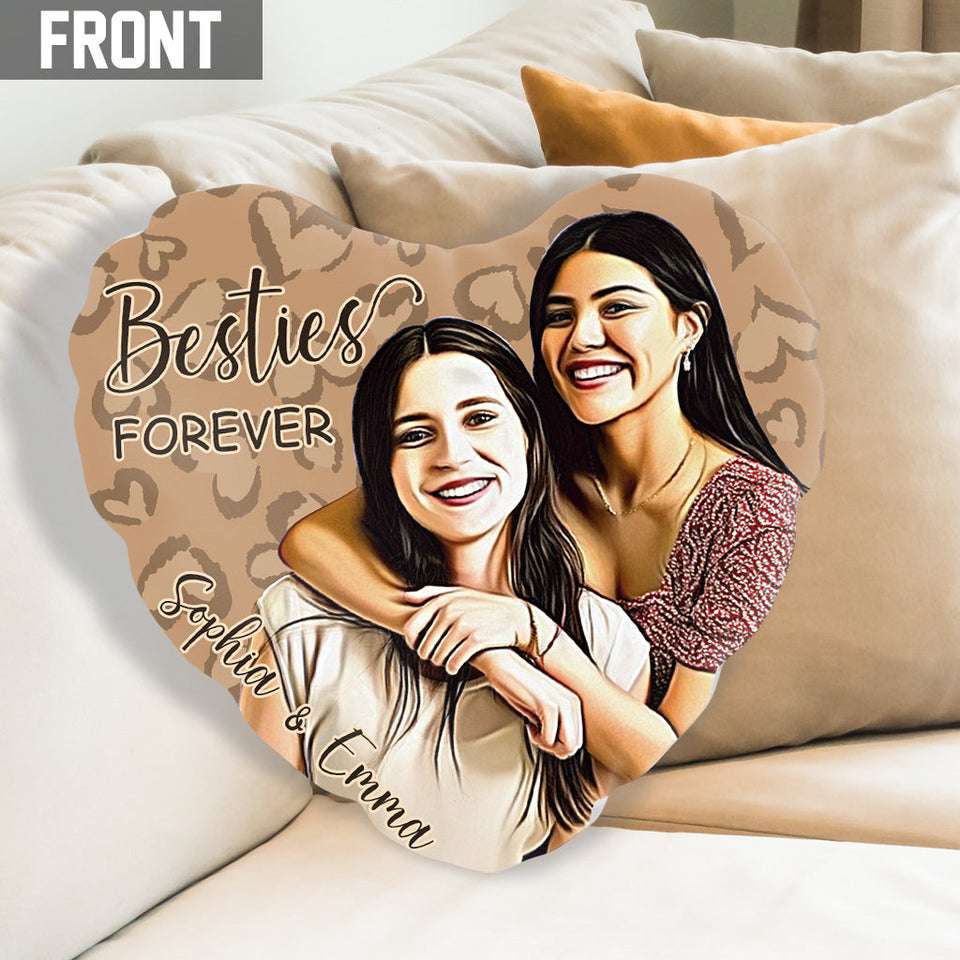 Besties Forever - Personalized Bestie Shaped Pillow
