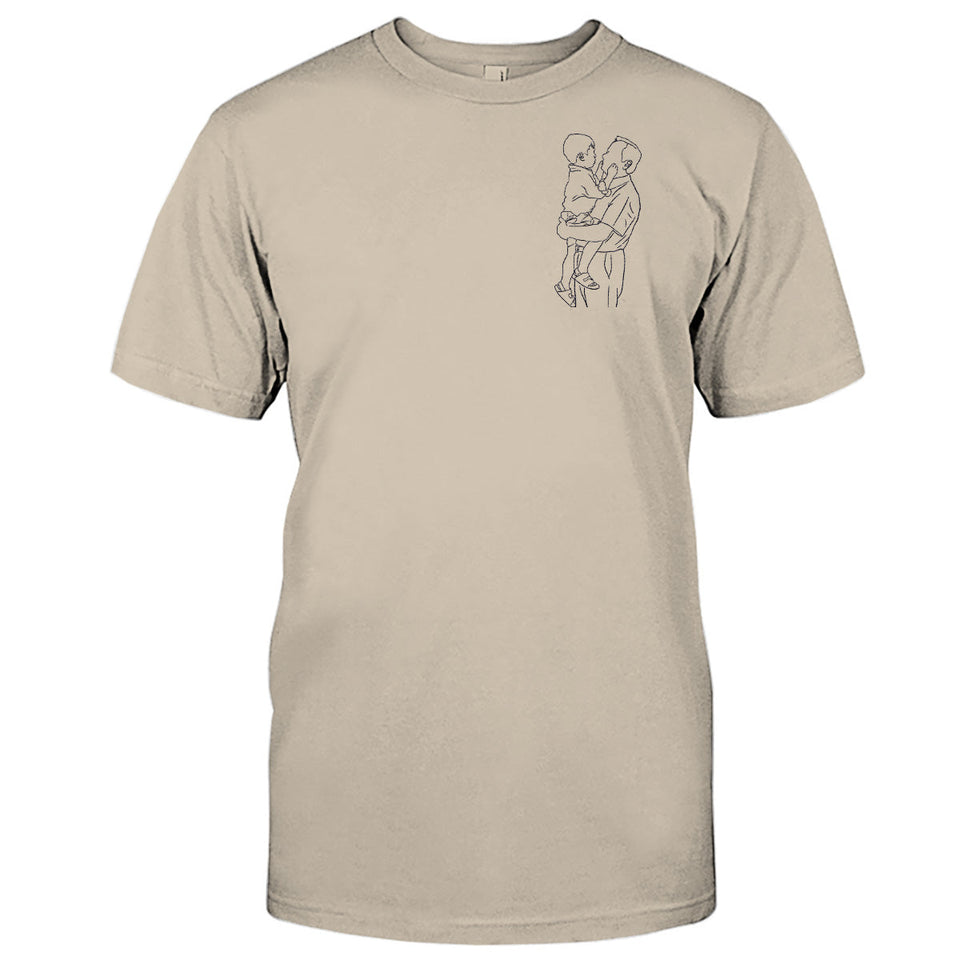 Custom Line Art - Personalized Grandpa Embroidered T-shirt