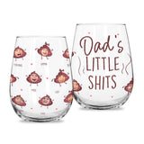 Mommy's Little Shit - Gift for mom, grandma, dad, grandpa - Personalized All Over Wine Glass