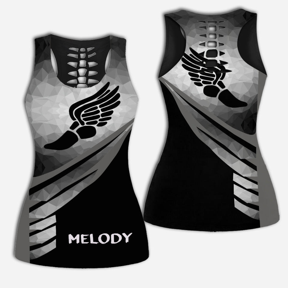 I Won't Quit Until I'm Fit - Personalized Running Hollow Tank Top and Leggings
