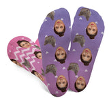 Custom Face Purple Pattern - Personalized Cat Socks
