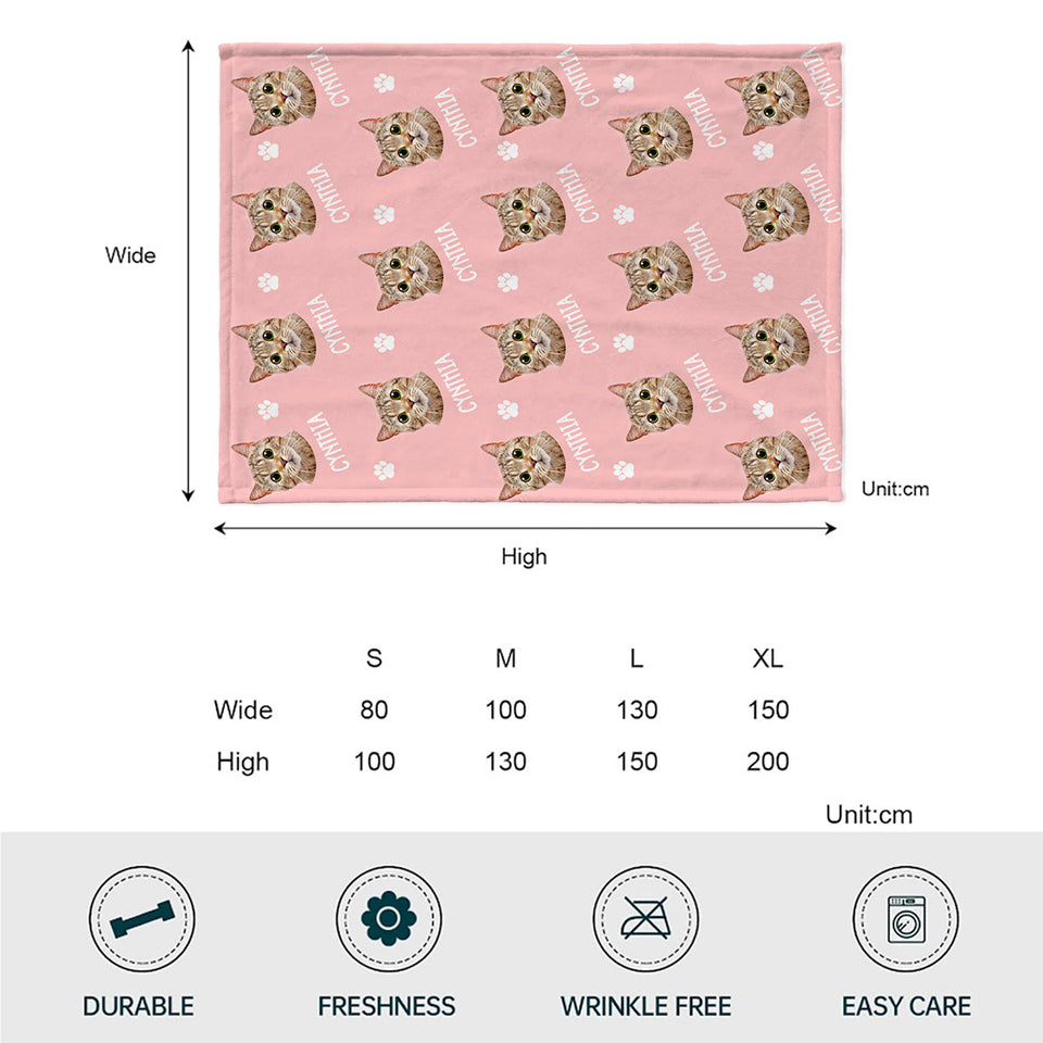 Custom Cat Face - Personalized Cat Blanket