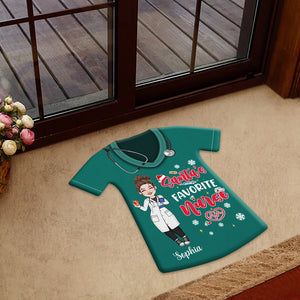 Santa's Favorite Nurse - Personalized Nurse Shaped Doormat