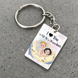 Love You To The Moon And Back - Personalized Couple Keychain
