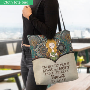 I'm Mostly Peace - Personalized Yoga Tote Bag