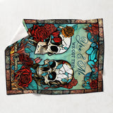 Skull Couple - Personalized Skull Blanket