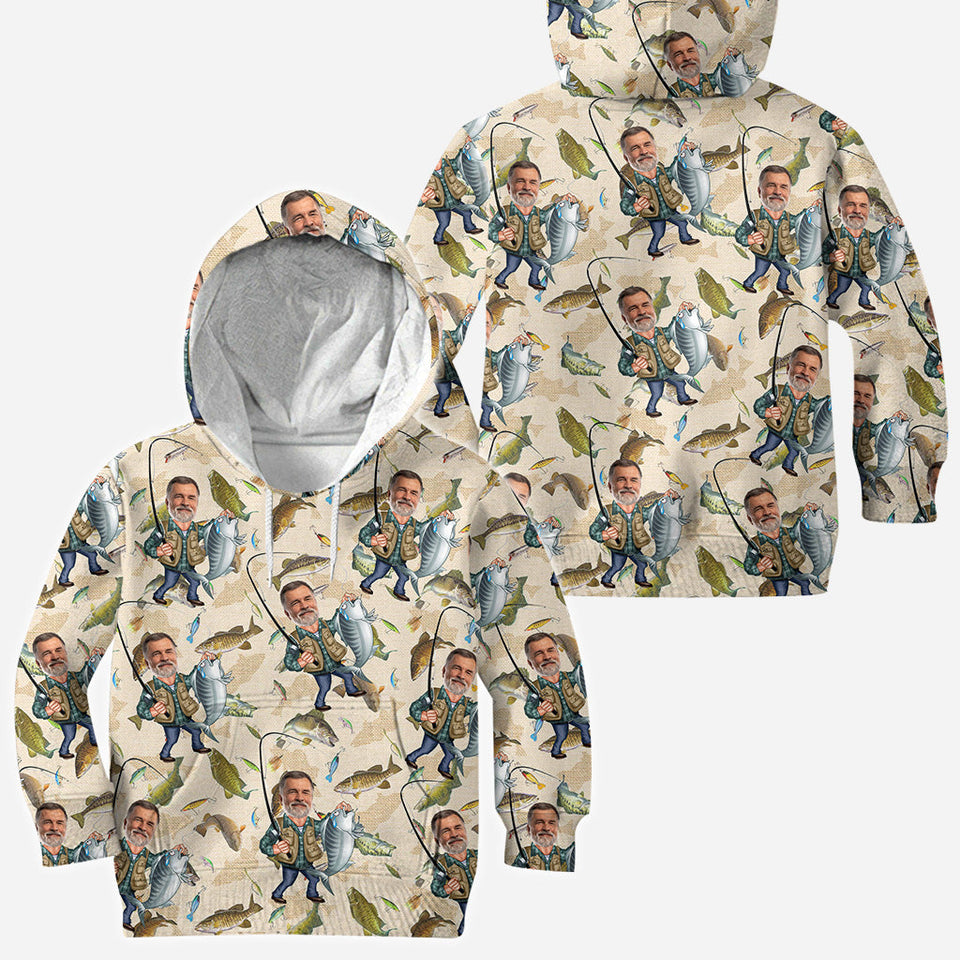 Photo Inserted Funny Fishing - Personalized Fishing All Over Shirt