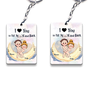 Love You To The Moon And Back - Personalized Couple Keychain