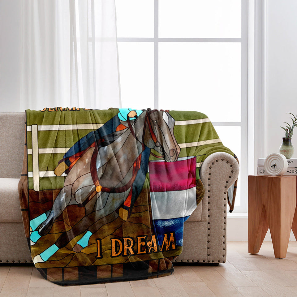 3 Barrels 2 Hearts 1 Dream - Personalized Horse Blanket