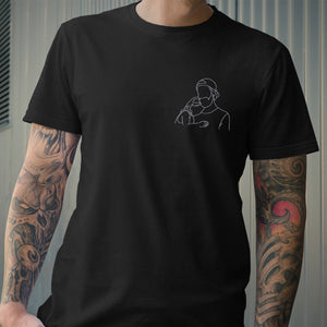Custom Line Art - Personalized Step Dad Embroidered T-shirt