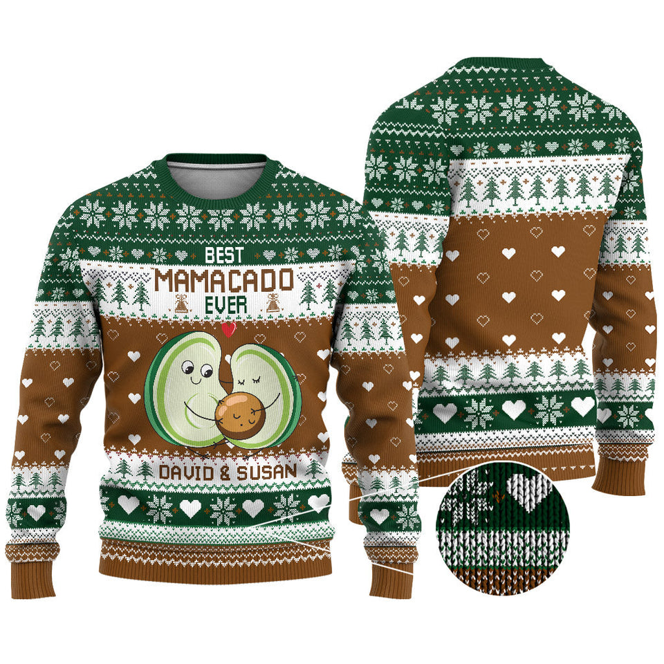 Mamacado Papacado - Pregnancy gift for husband, wife, boyfriend, girlfriend - Personalized Ugly Sweater