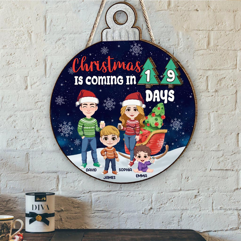 Christmas Coming In - Personalized Family Interchangeable Seasonal Wood Sign