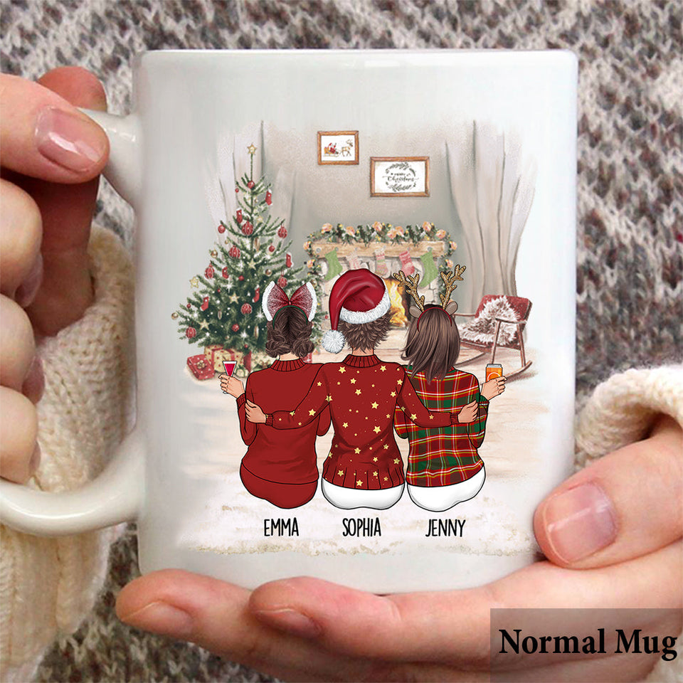Mother And Daughters Forever Linked Together - Personalized Mother Mug