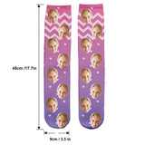 Custom Face Purple Pattern - Personalized Step Mom Socks