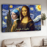 Bestie Selfie Mona Lisa Girl With Pearl Earrings - Personalized Bestie Canvas And Poster