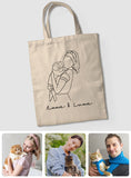 Custom Photo Line Art - Personalized Cat Embroidered Tote Bag