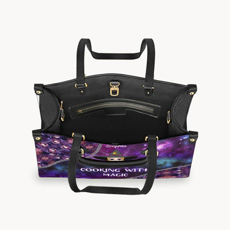 Cooking With Magic - Personalized Witch Leather Handbag