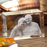 Lampe en cristal 3D cubique gravée au laser avec photo personnalisée - Souvenir personnalisé