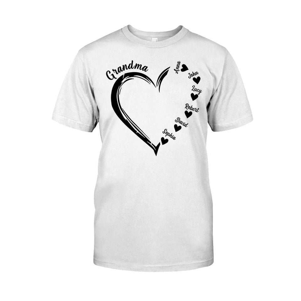 Grandma Heart - Personalized Grandma T-shirt And Hoodie