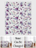 Custom Cat Name Purple Flowers - Personalized Cat Blanket