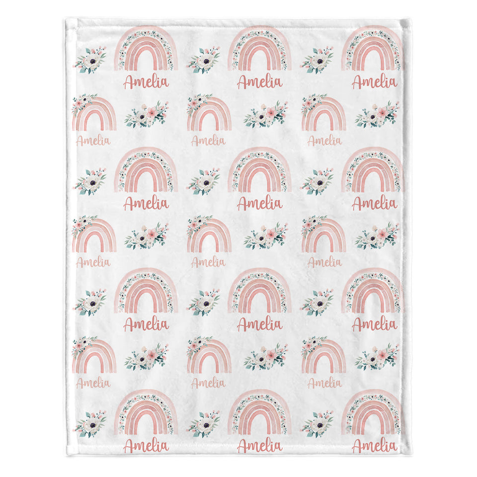 Retro Rainbow Custom Name - Personalized granddaughter Blanket