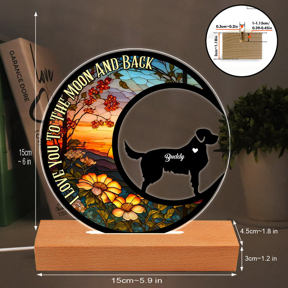 I Love You To The Moon And Back - Gift for dog lovers - Personalized Shaped Plaque Light Base
