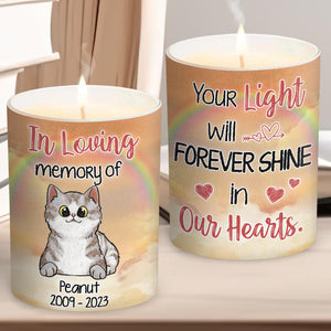 Your Light Shine In Our Hearts - Personalized Dog Candle With Wooden Lid