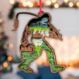 Bigfoot With Fishing Pole - Personalized Fishing Ornament