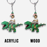 Cute Kid Rides The Dinosaurus - Personalized Kid Keychain