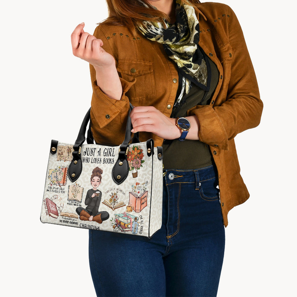 Just A Girl Who Loves Books - Personalized Book Leather Handbag