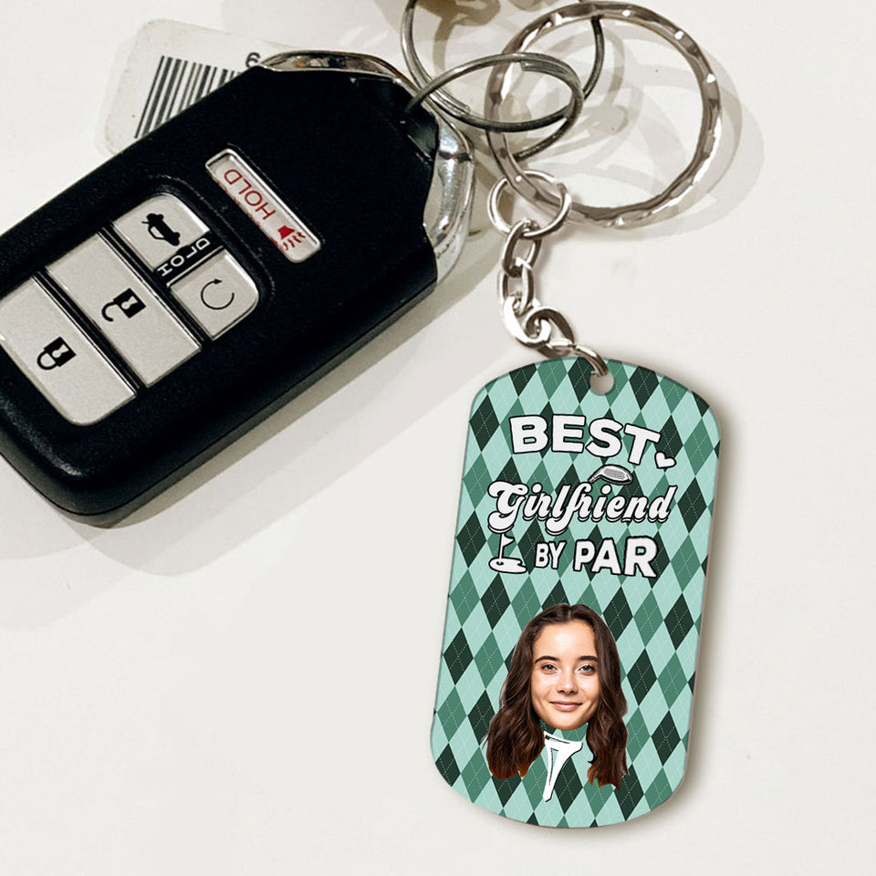 Best Dad By Par - Golf gift for dad, him, boyfriend, husband, grandpa - Personalized Stainless Steel Keychain