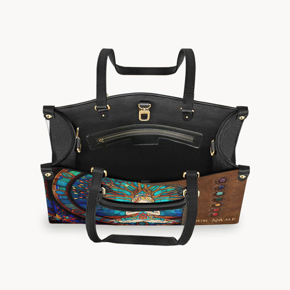 Namaste Green - Personalized Yoga Leather Handbag