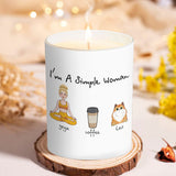 I'm A Simple Woman - Yoga gift for dog lover, cat lover, cat lover - Personalized Candle With Wooden Lid