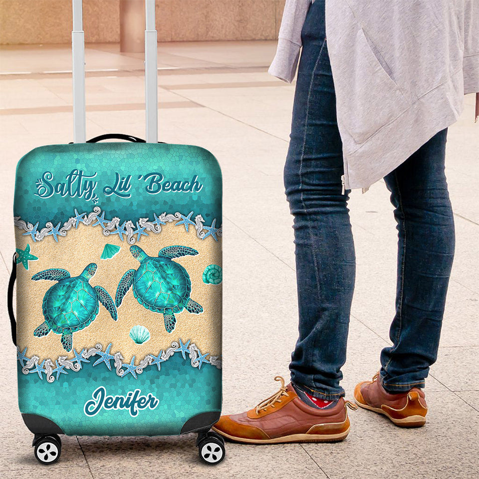 Salty Lil' Beach - Personalized Turtle Luggage Cover