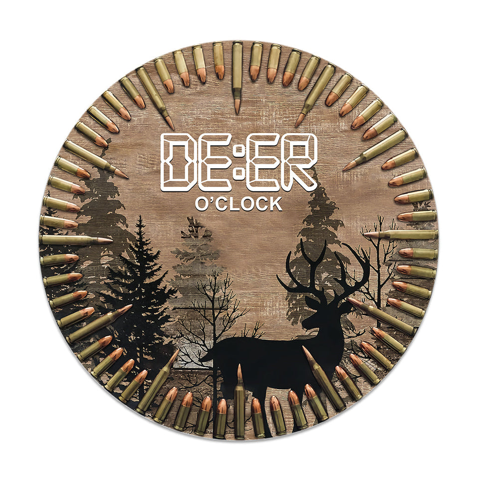 Deer O'Clock - Hunting Round Wood Sign