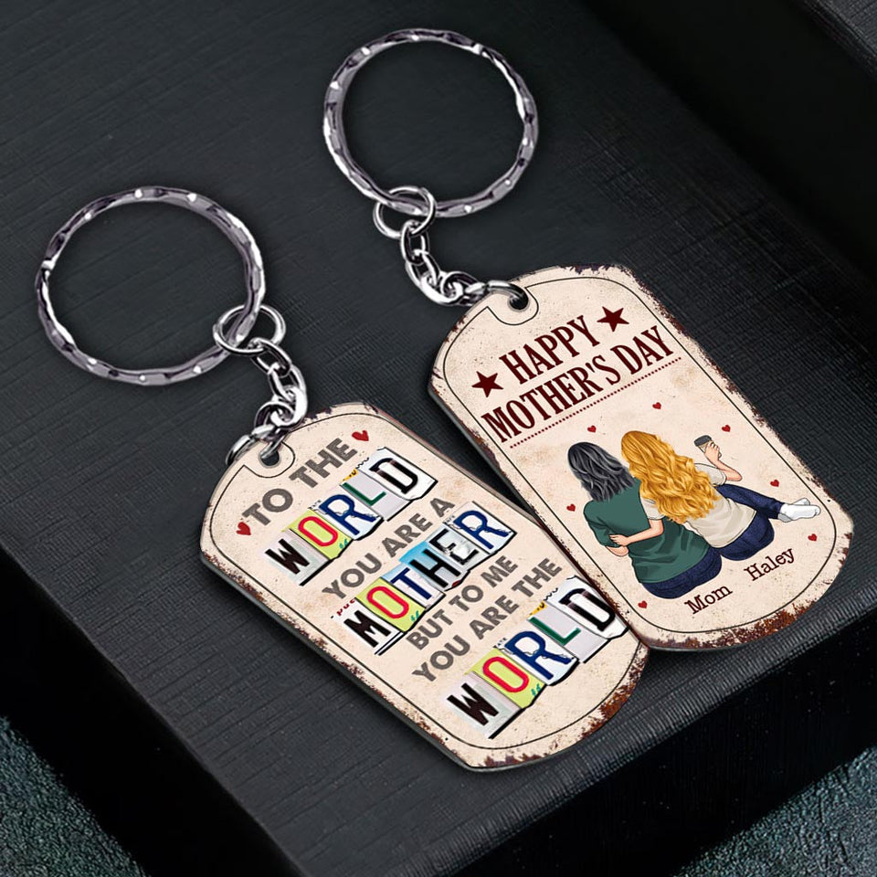 To Me You Are The World - Gift for dad, mom - Personalized Stainless Steel Keychain