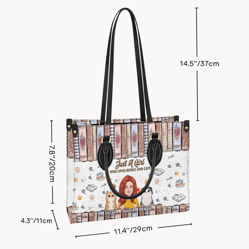 Love Books And Cats - Personalized Book Leather Handbag