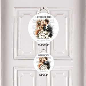 I Choose You - Personalized Husband And Wife Round Wood Sign