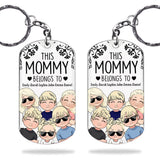 This Father Belongs To - Gift for dad, grandpa, mom, uncle, aunt, grandma - Personalized Stainless Steel Keychain