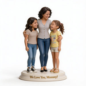 Custom Latin Mother and Daughter Desk Sign Personalized Family Portrait Luxury Home Decor Statue Gift